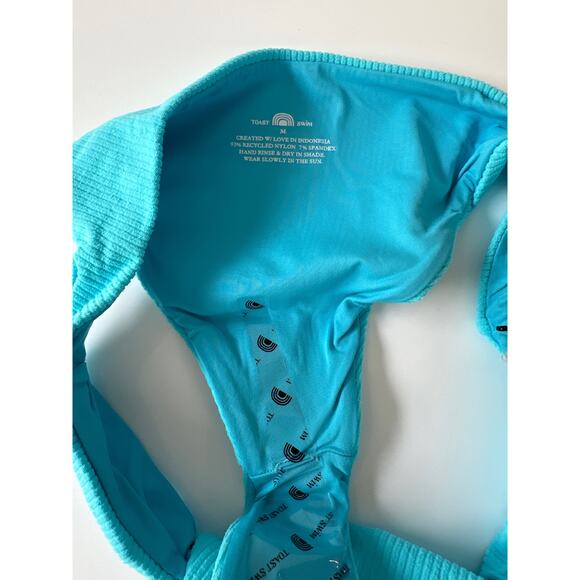 NWT Free People x Toast Signature Low Rise Hipster Bottom Turquoise Sea Rib Med - Picture 7 of 10